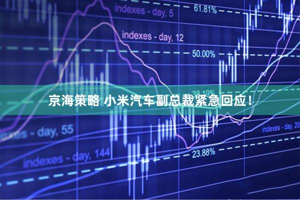 京海策略 小米汽车副总裁紧急回应！